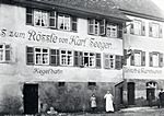 1911. Gasthaus zum Rössle von Karl Seeger, Metzgerei, Kegelbahn